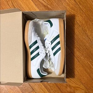 Adidas White and Dark Green Sneakers used only 3 times